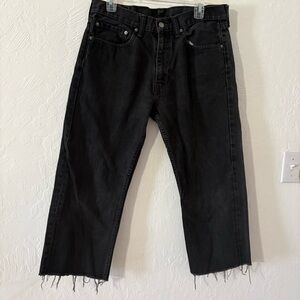 Levi’s 505 Jeans 34 x 23.5 (tag 34x32) Black Regular Fit Cropped Classic Denim